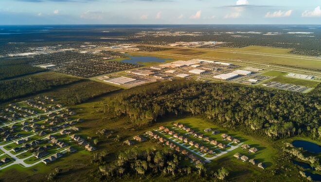 Aerial view of rural acres for sale in Polk County, FL