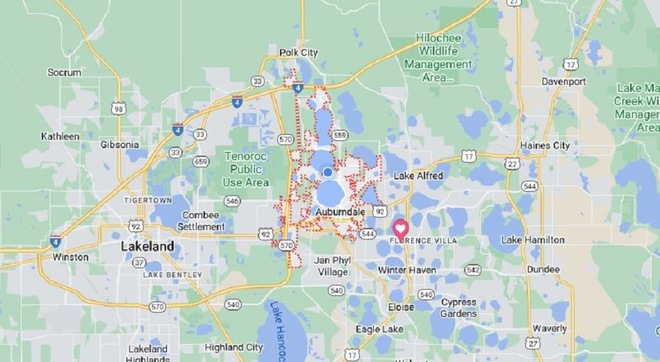 A map of Central Florida with Auburndale highlighted & Houses For Sale