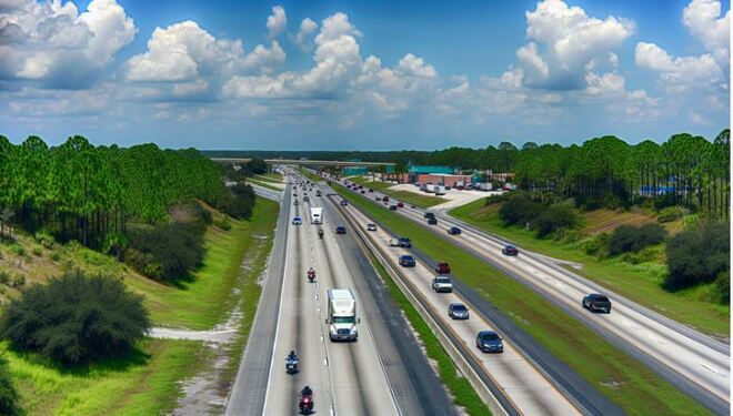 Highway I-4 passing through Polk County, Florida