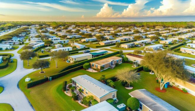Aerial view of mobile home communities in Winter Haven FL
