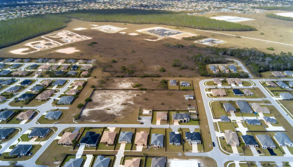 Aerial view of residential and commercial land in Polk County, Florida