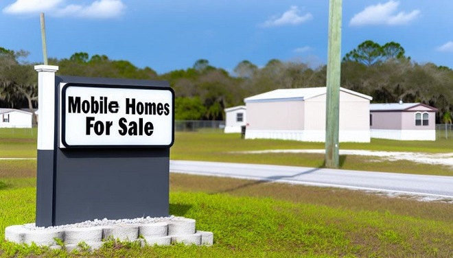Scenic view of an island community with mobile homes in Auburndale, FL