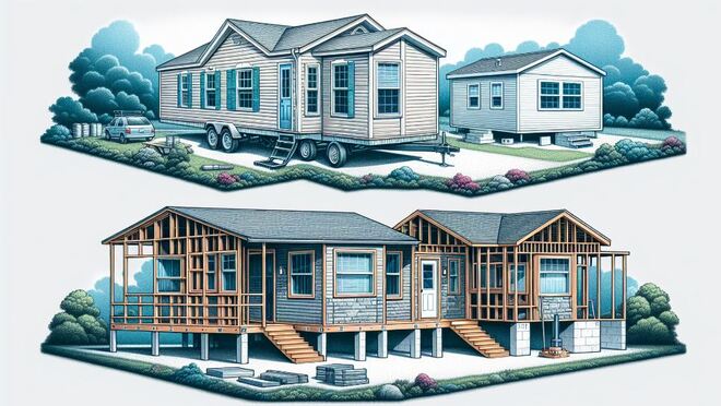 Illustration of a modern manufactured home